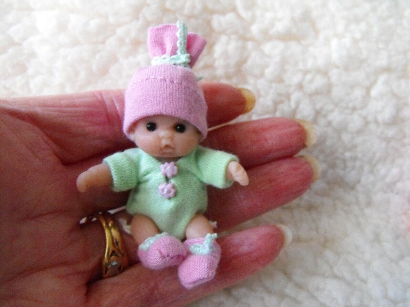 Ooak dolls house miniature polymer clay 5 cm  Jointed baby doll