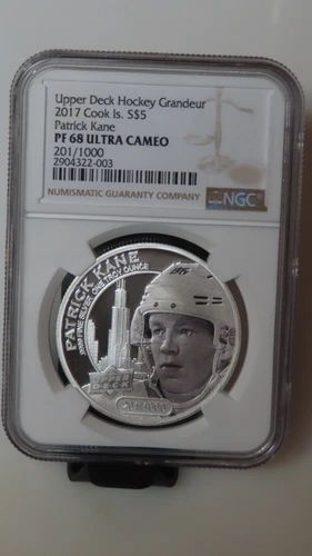 2017 Cook Islands Patrick Kane Upper Deck .9999 coin NGC Proof PR68 NHL Hockey