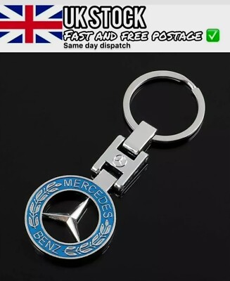 Mercedes Auto Schlüsselanhänger Keychain mit 3D Logo auf beiden Seiten in Geschenkbox / blau