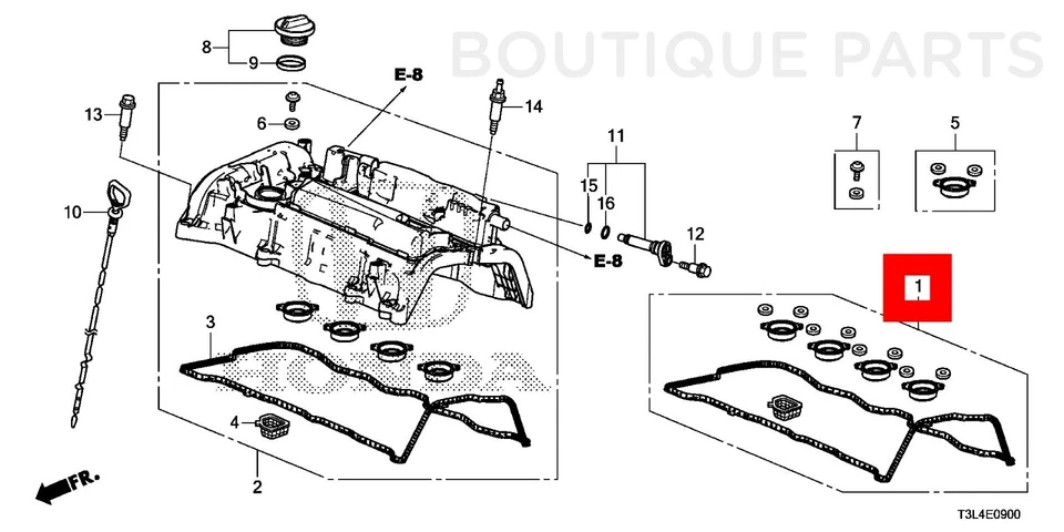 OEM Genuine for Honda Valve Cover Gasket FULL SEAL KIT Head 12030-5A2-A01 Acura - Image 4 of 4