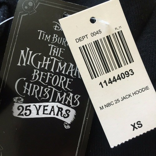 Disney Burton The Nightmare Before Christmas 25 Years Jack Black Hoodie Size XS - Picture 5 of 7