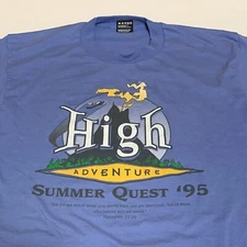 Vtg 90’s Christian Summer Camp T Shirt Size L High Adventure Summer Quest ‘95