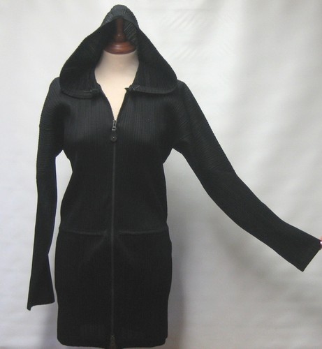 Rare Vintage PLEATS PLEASE By ISSEY MAYAKE Coat Hoodie Made in Japan Size 5 - Picture 6 of 7