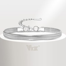 Vnox 6mm Unisex Flat Snake Chain Bracelets,, Mens Women Herringbone Links Gifts