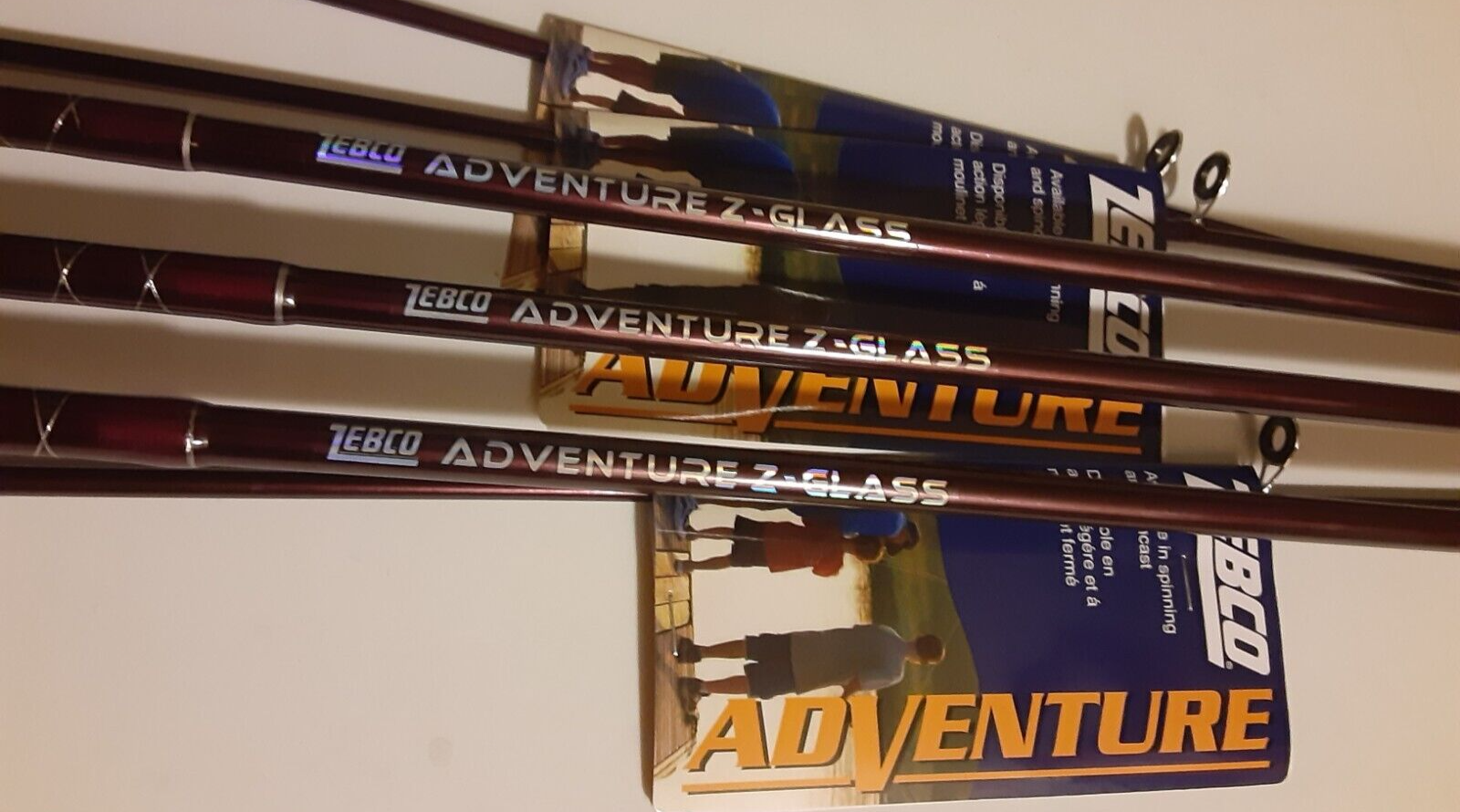 NEW LOT OF 3 ZEBCO Adventure ZGLASS 6'6" SPINNING ROD 2PIECE MEDIUM