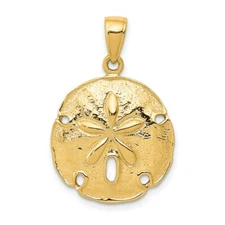 Real 14kt Yellow Gold Sand Dollar Pendant