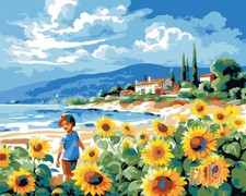 Seaside Memories Childhood at the Beach Printed Needlepoint Canvas