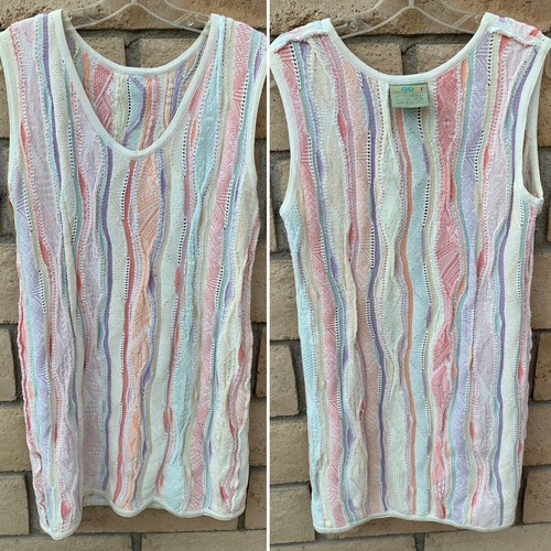 Vintage Coogi Sleeveless Sweater Dress Mini Multicolor Pastel Size L - Picture 15 of 24