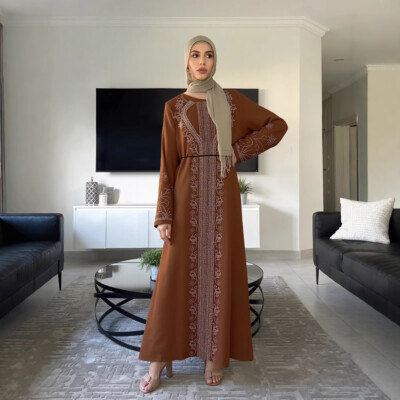 Women Fashion Rhinestone Long Dress Kaftan Maxi Muslim Abaya Robe Gown  Evening | eBay