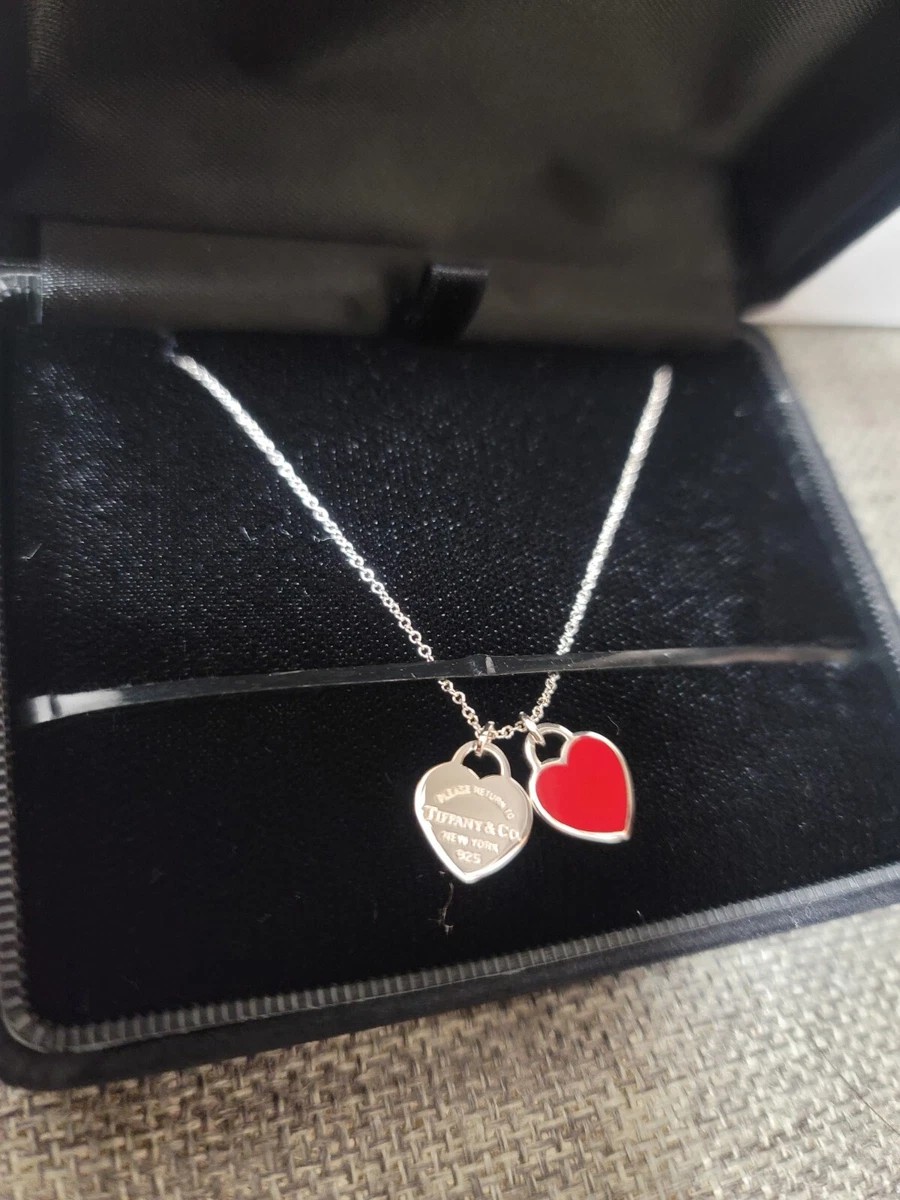 Tiffany double 2024 heart necklace red