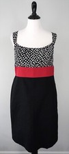ANN TAYLOR Black White Red Career Work Sleeveless A-Line Midi Dress Size 14