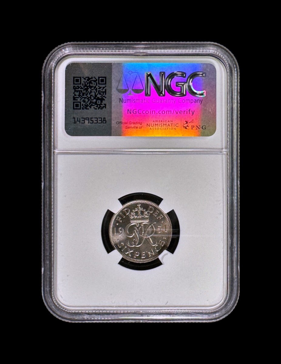 GREAT BRITAIN. 1951, 6 Pence - NGC PF65 - KGVI, Crowned Monogram