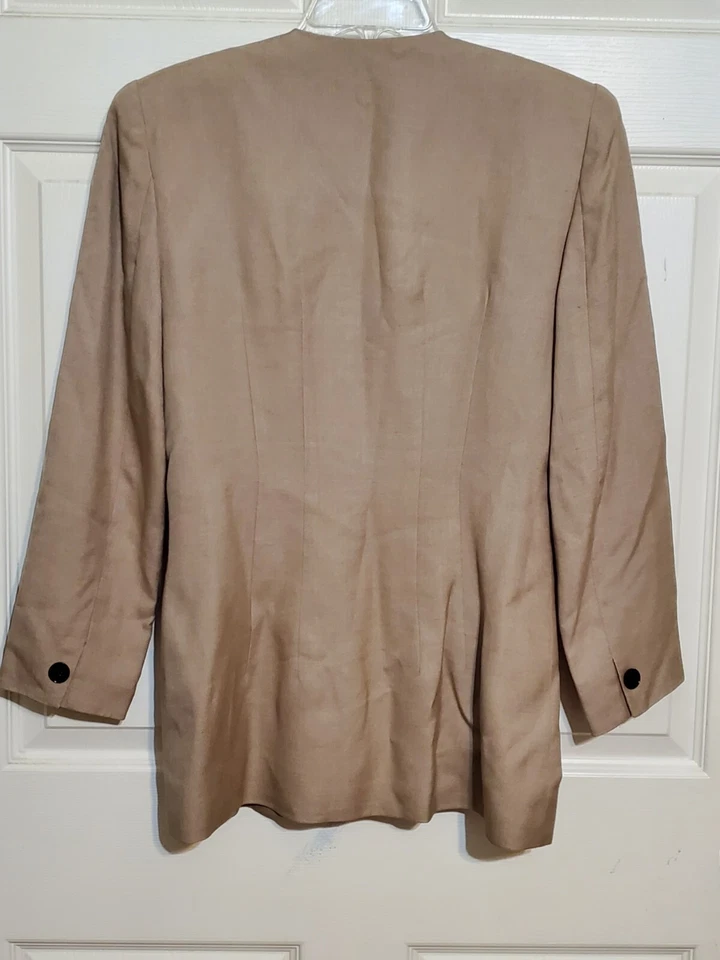 Chaqueta Blazer Albert Nipon Para Mujer 6 Vintage Viscosa/Lino Profesional Hecha en EE. UU. Foto 2 de 4
