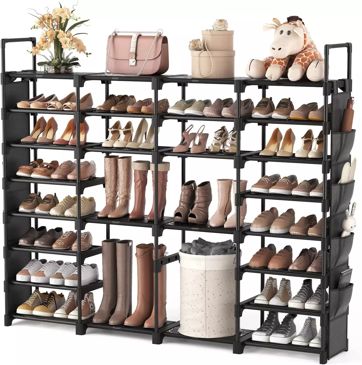 Large Shoe Rack Organizer Tall Metal Shoe Rack for Entryway Holds 62-66  Pairs 8