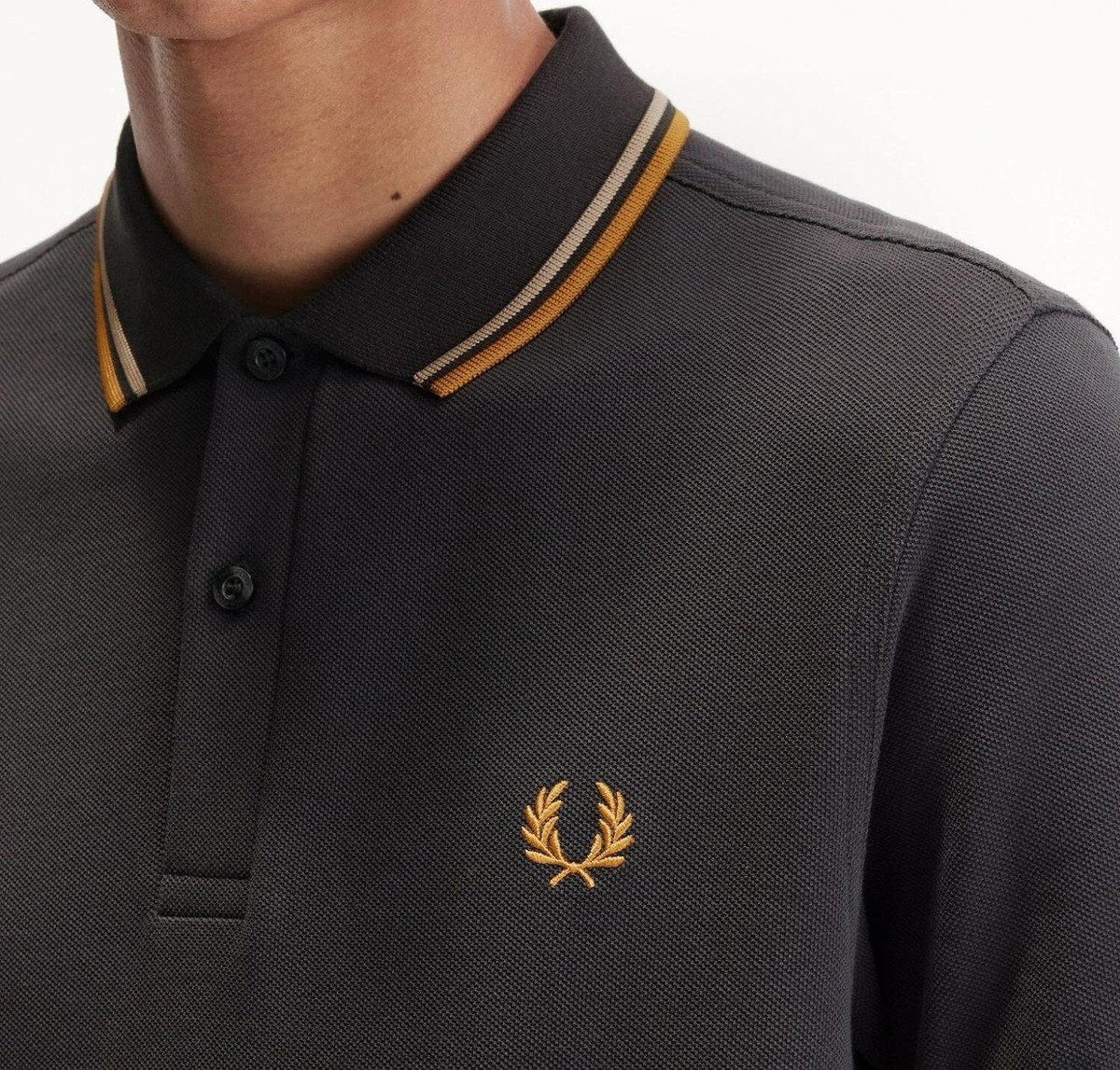 FRED PERRY TWIN TIPPED POLO SHIRT M3600 U93 GREY/STONE/CARAMEL NEW