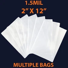 1.5Mil 2" X 12" | LDPE Clear Flat Poly Bags, Flexible & Durable | Multiple Bags
