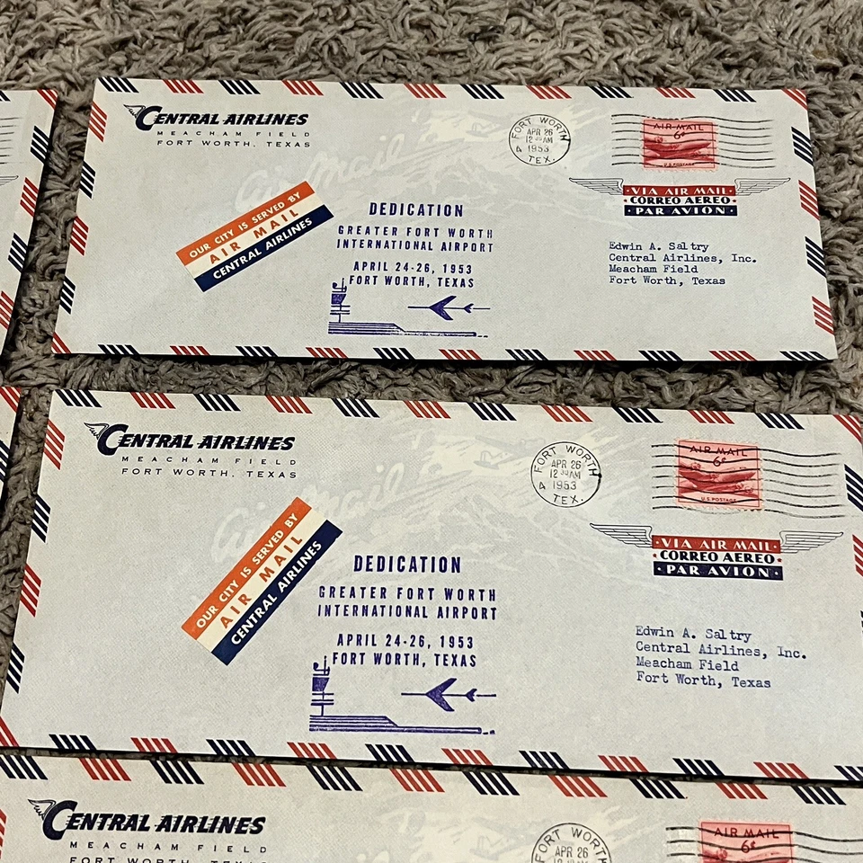 1953 INVESTOR LOT CENTRAL AIRLINES 7 COVERS DEDICATION FORT WORTH AIRPORT - Image 4 of 4