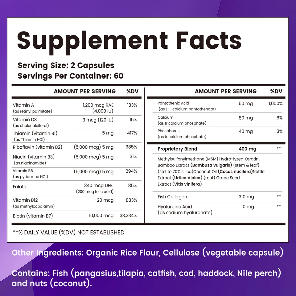 Biotin, Collagen & Keratin - Anti-Aging, Support Healthy Hair, Nails & Skin - Image 2 of 4