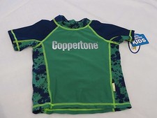 Boy's Youth Coppertone 5 swim rash guard shirt green NEW premium sun protection