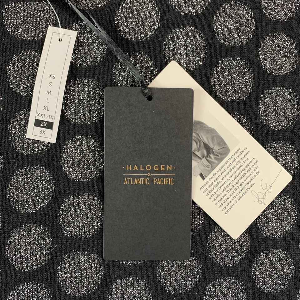 Halogen x Atlantic-Pacific Sweater Womens 2x Silver Metallic Black Shimmer NWT - Image 4 of 4