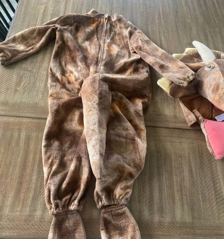 POTTERY BARN KIDS 棕色 TRICERATOPS DINOSAUR DINO 尺码 4-6 (4/5/6) 服装 — 第 4/4 张图片