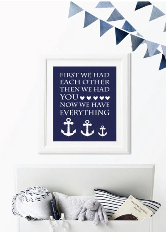 Estampado de ancla náutica para niño, decoración de habitación de bebé océano bebé 8x10 sin marco Foto 2 de 3