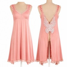 Y2K Lace Butterfly Back Babydoll Slip Dress Size L Pink Coquette Lingerie Dainty