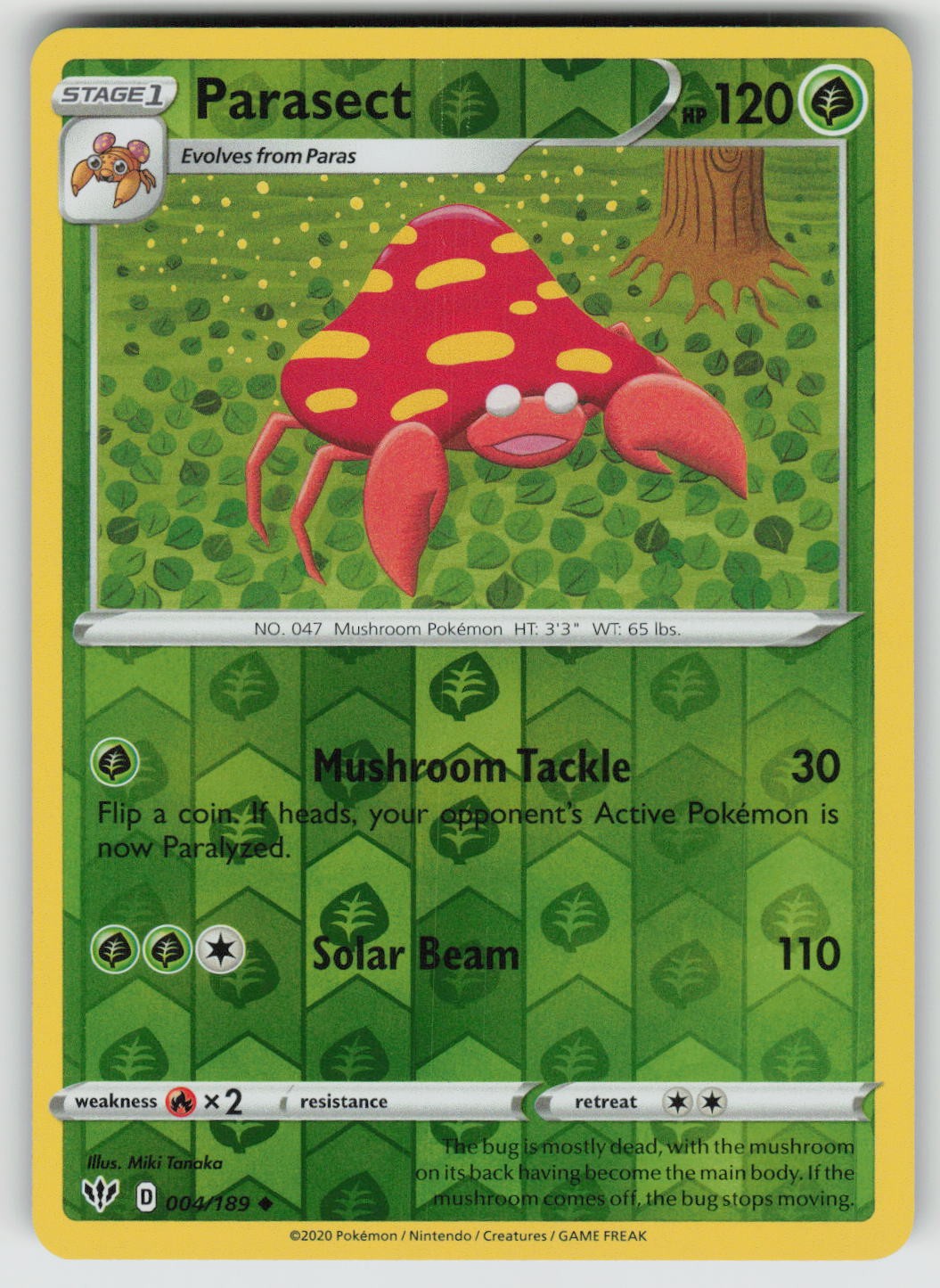 Parasect 004/189 Uncommon Darkness Ablaze Pokemon Reverse Holo Near Mint