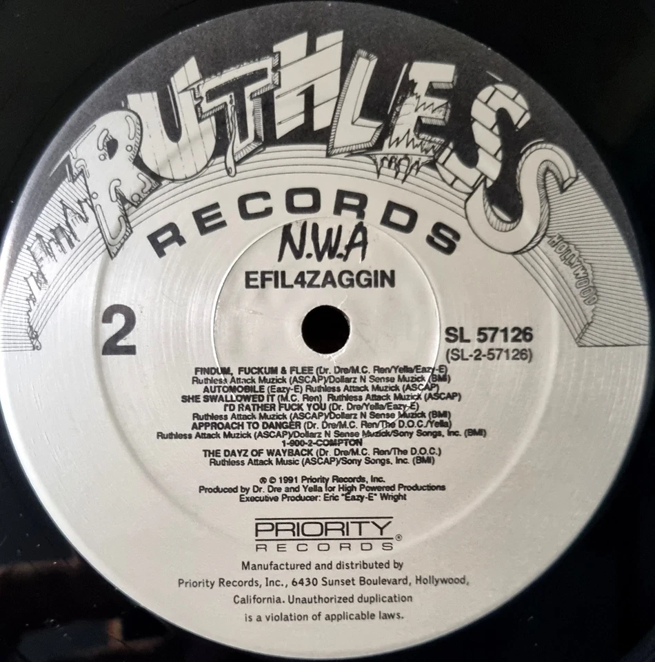 N.W.A. – Niggaz4life (Ruthless Records) 1991 US Import LP Album Vinyl - Image 4 of 4
