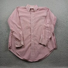 Vintage 70s Brooks Brothers Shirt Mens 16-3 Red Striped Long Sleeve Button Up