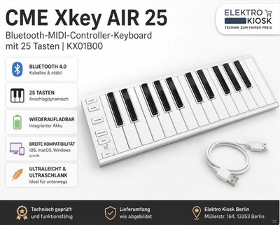 CME  Xkey AIR 25 - KX01B00 Bluetooth-MIDI-Controller-Keyboard mit 25 Tasten