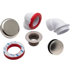 Oatey Touch Toe Sch. 40 PVC Bath Waste Half Drain Kit in Brushed Nickel