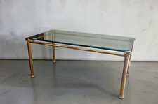 Italian Vintage Hollywood Regency Style Coffee Table Brass & Glass Mounted Top