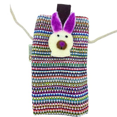 Handytasche aus Baumwolle Pink Motiv Hase