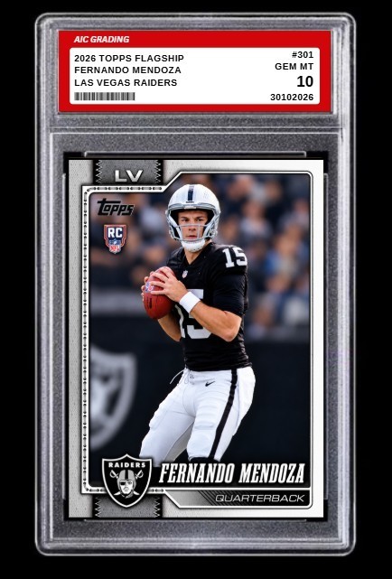 2026  TOPPS Flagship Fernando Mendoza Rookie Card #301 Raiders Graded 10