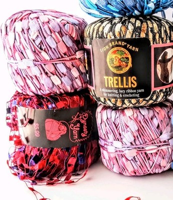 Mixed Lot Acrylic Crochet Knitting fancy Ribbon Yarn ITALY Rainbow