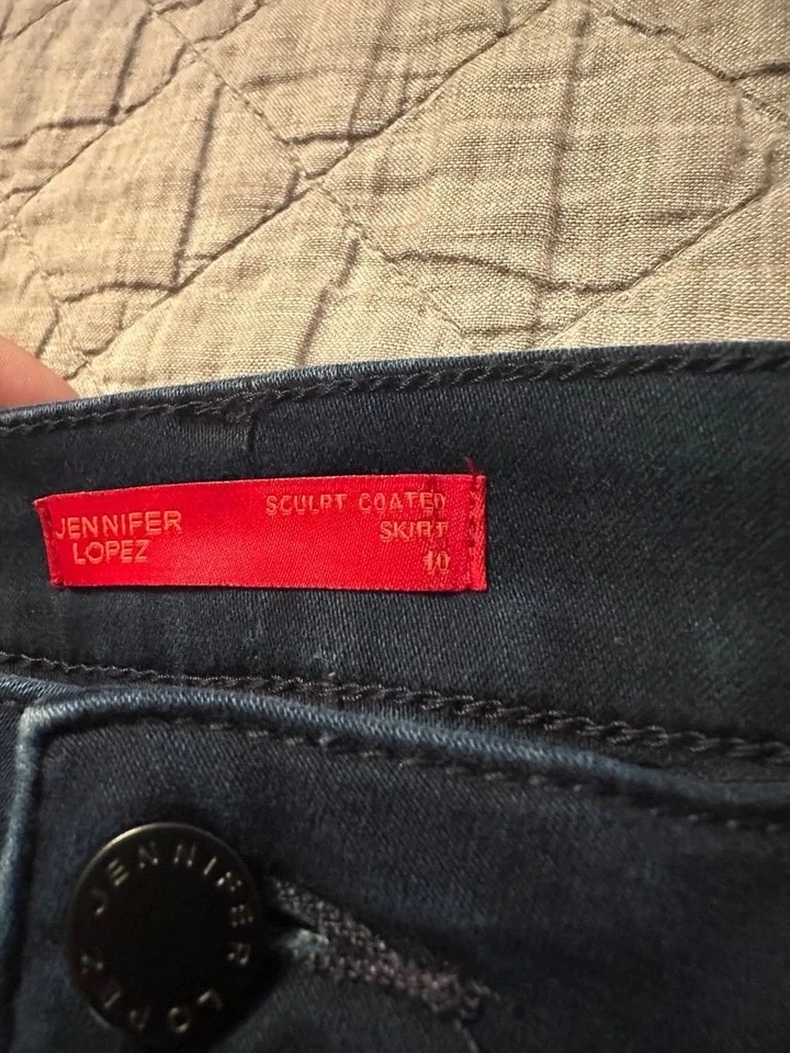 Saia jeans Jennifer Lopez esculpida revestida jeans midi 10 ousada gótica indie sleaze - Imagem 3 de 3