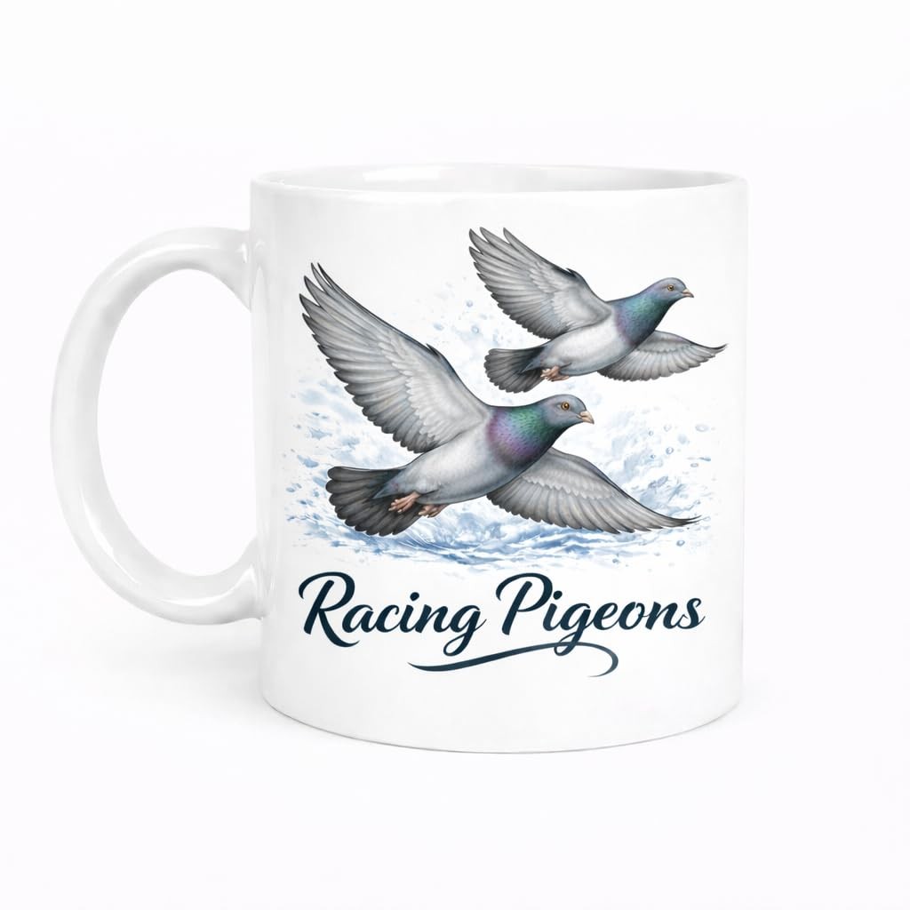 Brew Crew Gifts Racing Pigeons Mug Ceramic 11 Oz White Dishwasher Safe