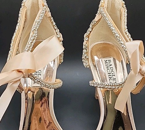 Stiletto Badgley Mischka Bonita Bejeweled con tiras talla 7 caja y papel originales - Imagen 5 de 17