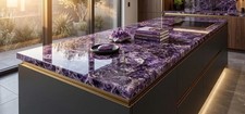 60 x 30 Luxus Amethyst Arbeitsplatte Platte lila Edelstein K&uuml;cheninsel ma&szlig;gef...