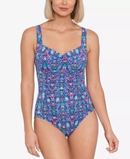 SWIM SOLUTIONS One Piece Swimsuit Blue Multi Print Size 8 99 - NWT