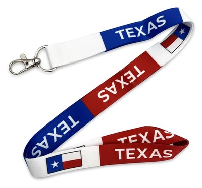 PinMaze Texas State Flag Lanyard Keychain Badge ID Holder Large, Blue, Red