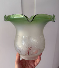 antique green wavy top acid etched oil lamp shade