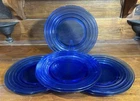 Lot Of 7 Vintage Hazel Atlas Cobalt Blue Depression Glass Dinner Plates 9"