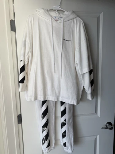 OFF WHITE Tuta Off White t shirt sopra felpa con cappuccio unisex taglia L