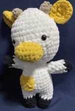 Homemade Hand Crochet Plush Sunflower Cow Made With Chunky Polyestr Blanket Yarn