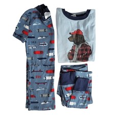Saint Eve Kids Skater 3 PC Pajama Set Blue SZ 8 Long Pants 2 Short Sleeve Shirts