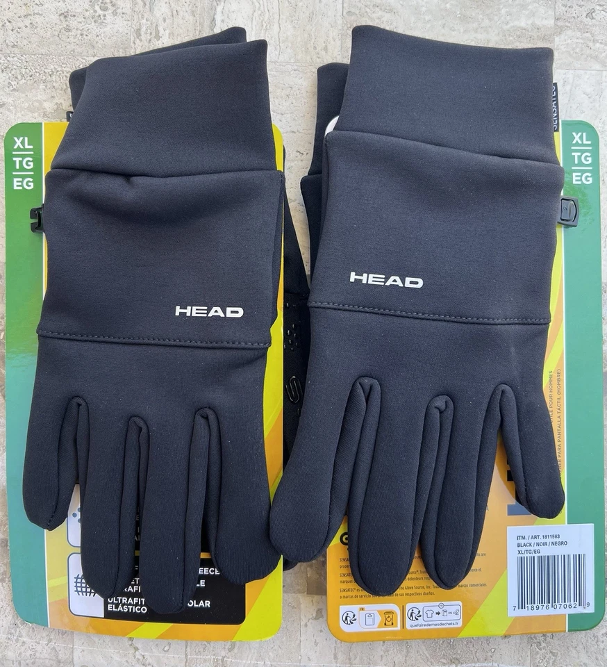 Head Men's Touchscreen Stretch Fleece Running Gloves Black size XL - Image 2 of 2
