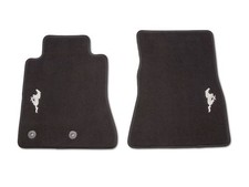 Oem New 15-25 Ford Mustang Black Front Floor Mats Wwhite Embroidered Pony Logos