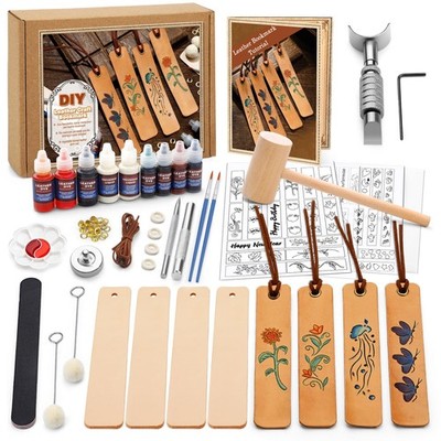Leather Crafting Kit, Leather Working Kit for Bookmark, Leatherbookmarks Maki...